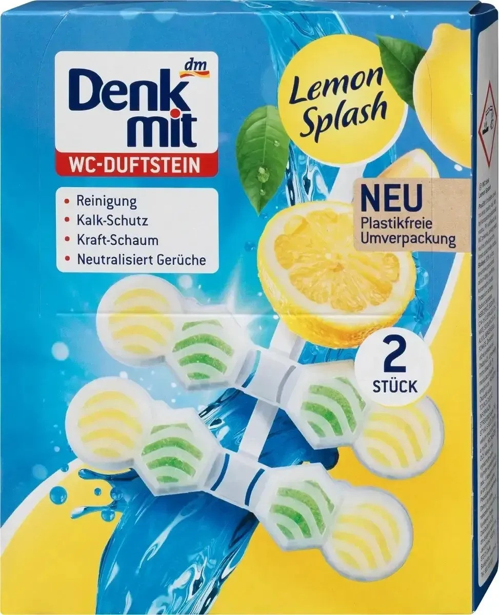 Подвесные таблетки для унитаза Denkmit WC Multi-Aktiv Lemon Splash 2шт