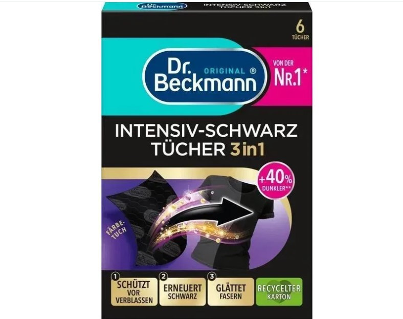 Салфетки Dr. Beckmann для стирки и восстановления черного цвета вещей, 6 шт.