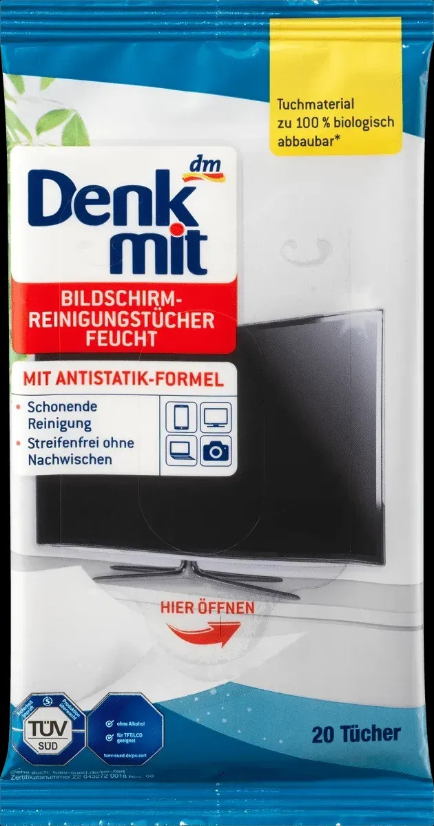 Вологі серветки для чищення екранів DenkMit 20 шт00