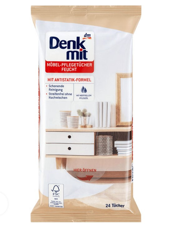 Влажные салфетки для ухода за мебелью Denkmit 24 шт10